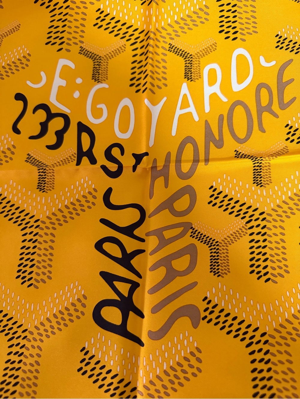 Goyard Yellow Chevron Signature Silk Scarf.